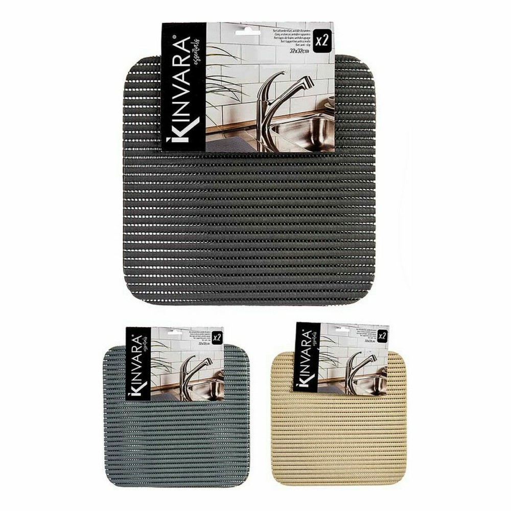 Anti-Rutsch-Matte Kinvara SJ-A106 SJ-A106 Weiß Dunkelgrau Kunststoff 32 x 32 cm Satz 2 Stücke (24 Stück)