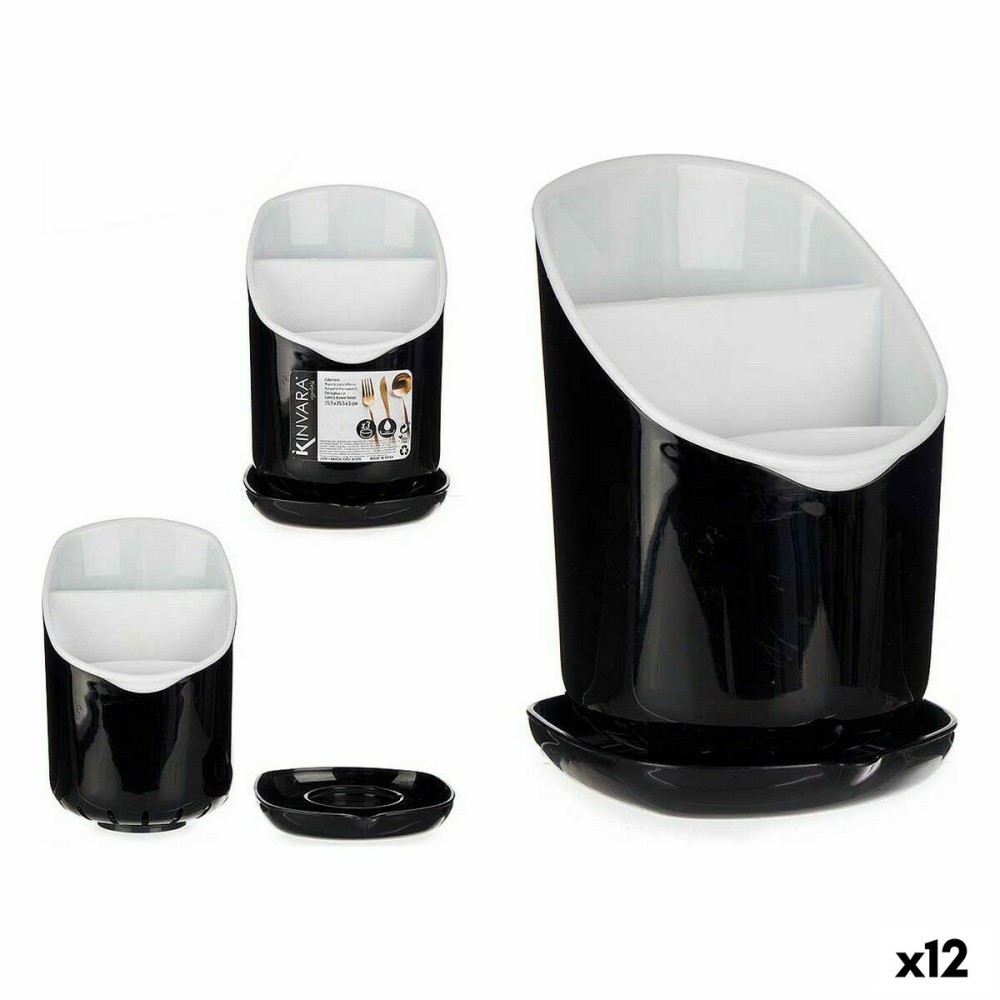 Égouttoir à couverts Kinvara AP-9143 AP-9143 Blanc Noir Plastique 12 x 19 x 12,5 cm Smoking (12 Unités)