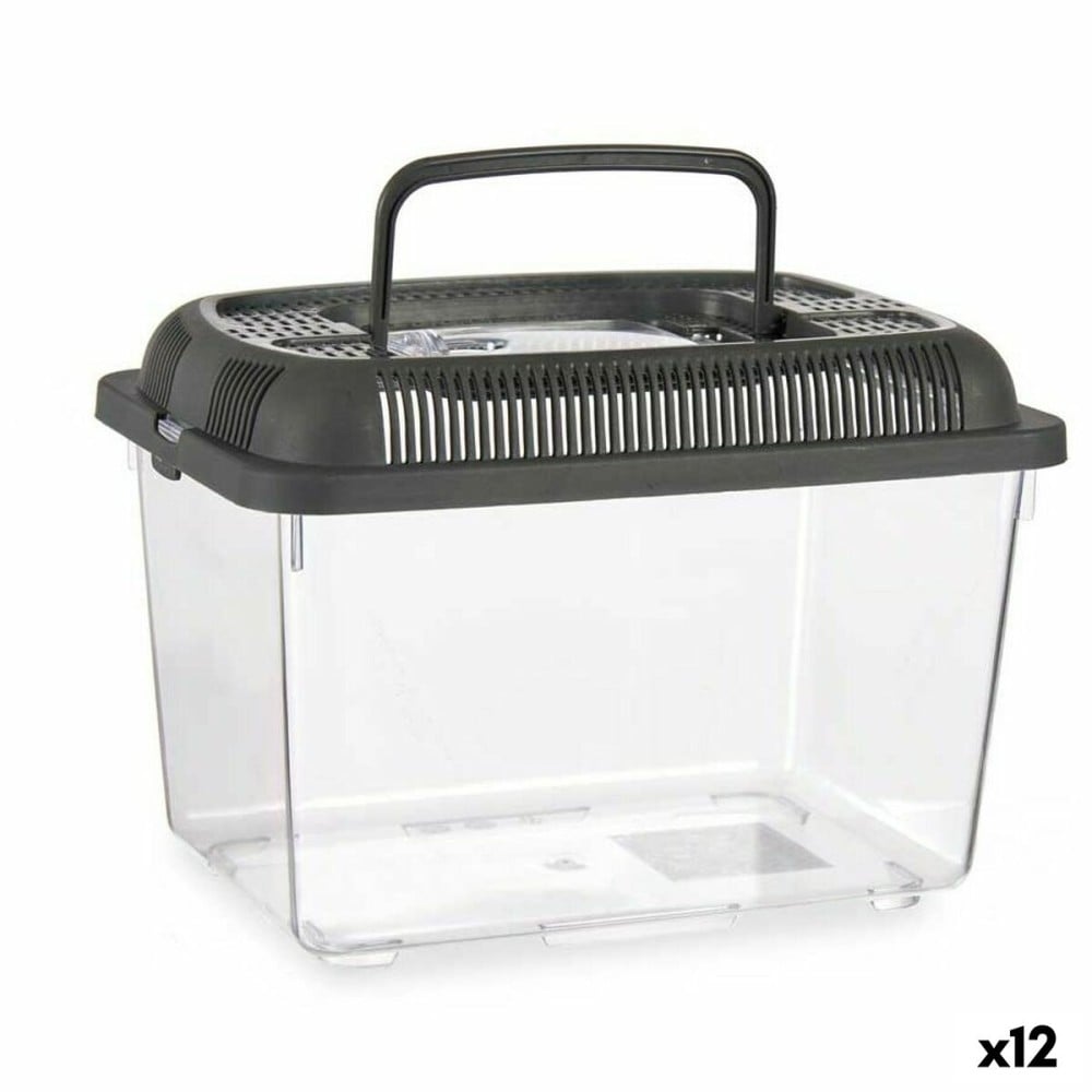 Bocal à poisson Mascow 87862 87862 Anthracite Plastique 3 L 17 x 16 x 24 cm Avec poignée Moyen (12 Unités)