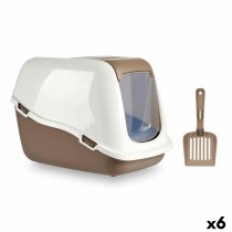 Bac à litière pour chats Mascow 87845 87845 Blanc Beige Plastique 39,7 x 57 x 39 cm 39,7 x 32,5 x 57 cm (6 Unités)
