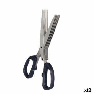 Kräuterschere Kinvara KT11-5661D KT11-5661D Schwarz Silberfarben Metall ABS 7 x 18,5 x 1,7 cm (12 Stück)