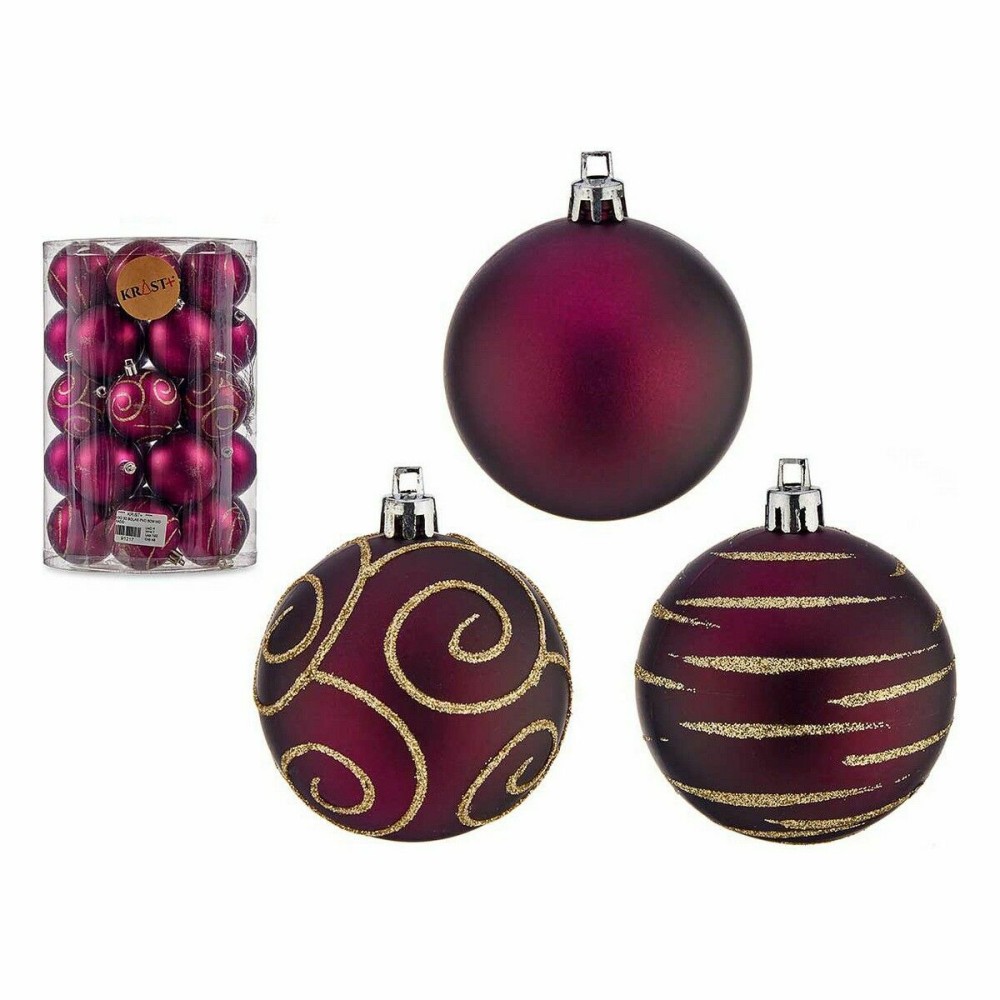 Weihnachtskugeln-Set Krist+ HM20119-063 HM20119-063 Lila PVC Ø 6 cm (4 Stück)