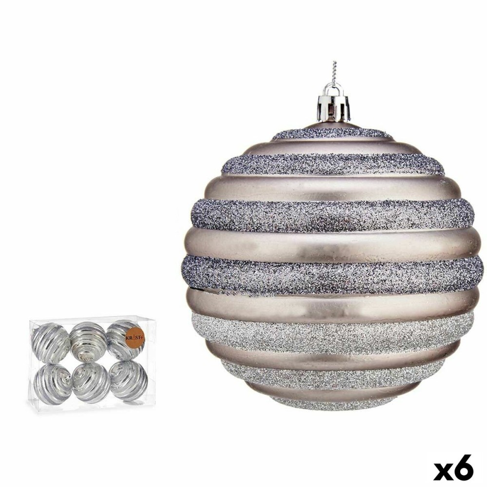 Weihnachtskugeln-Set Krist+ 00876 00876 Silberfarben Kunststoff Kreise 10 cm (6 Stück)