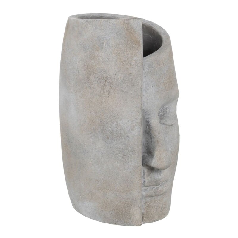 Blumenvase Grau Zement Gesicht 18,5 x 16 x 27,5 cm