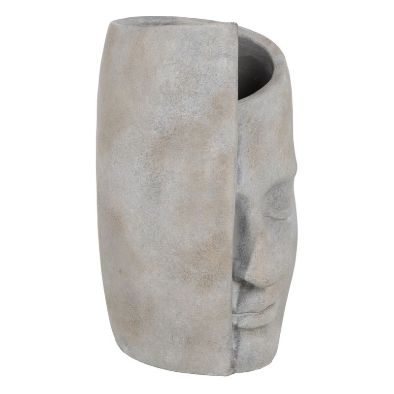 Blumenvase Grau Zement Gesicht 21 x 18 x 32,5 cm