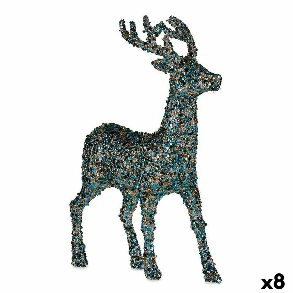Weihnachts-Rentier Krist+ R201-068Z-6 R201-068Z-6 Blau Gold Weihnachts-Rentier 15 x 45 x 30 cm Glitzernd (8 Stück)