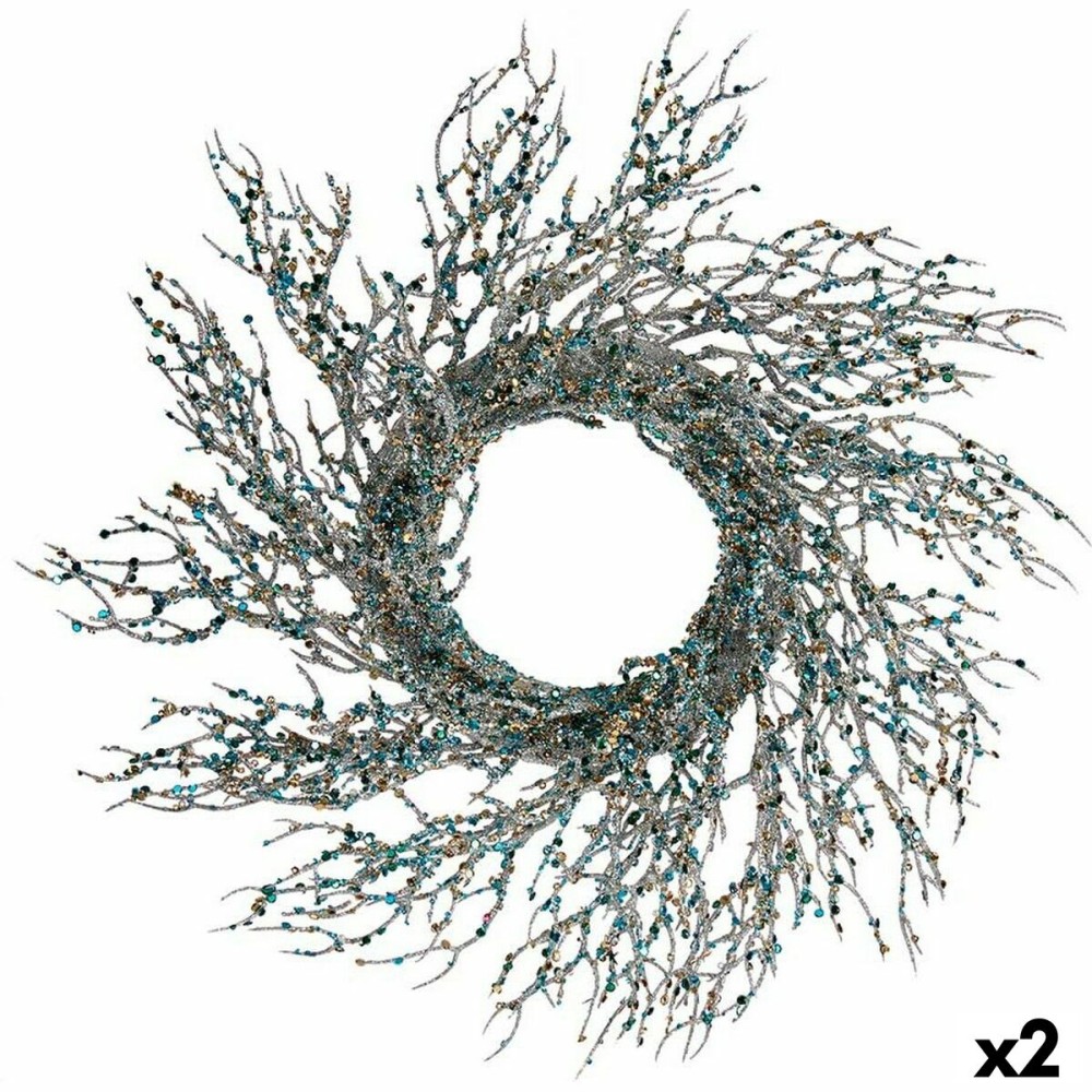 Advent wreathe Krist+ 3300/16-DB9-6 3300/16-DB9-6 Blue Golden Plastic Branch 50 x 10 x 50 cm (2 Units)
