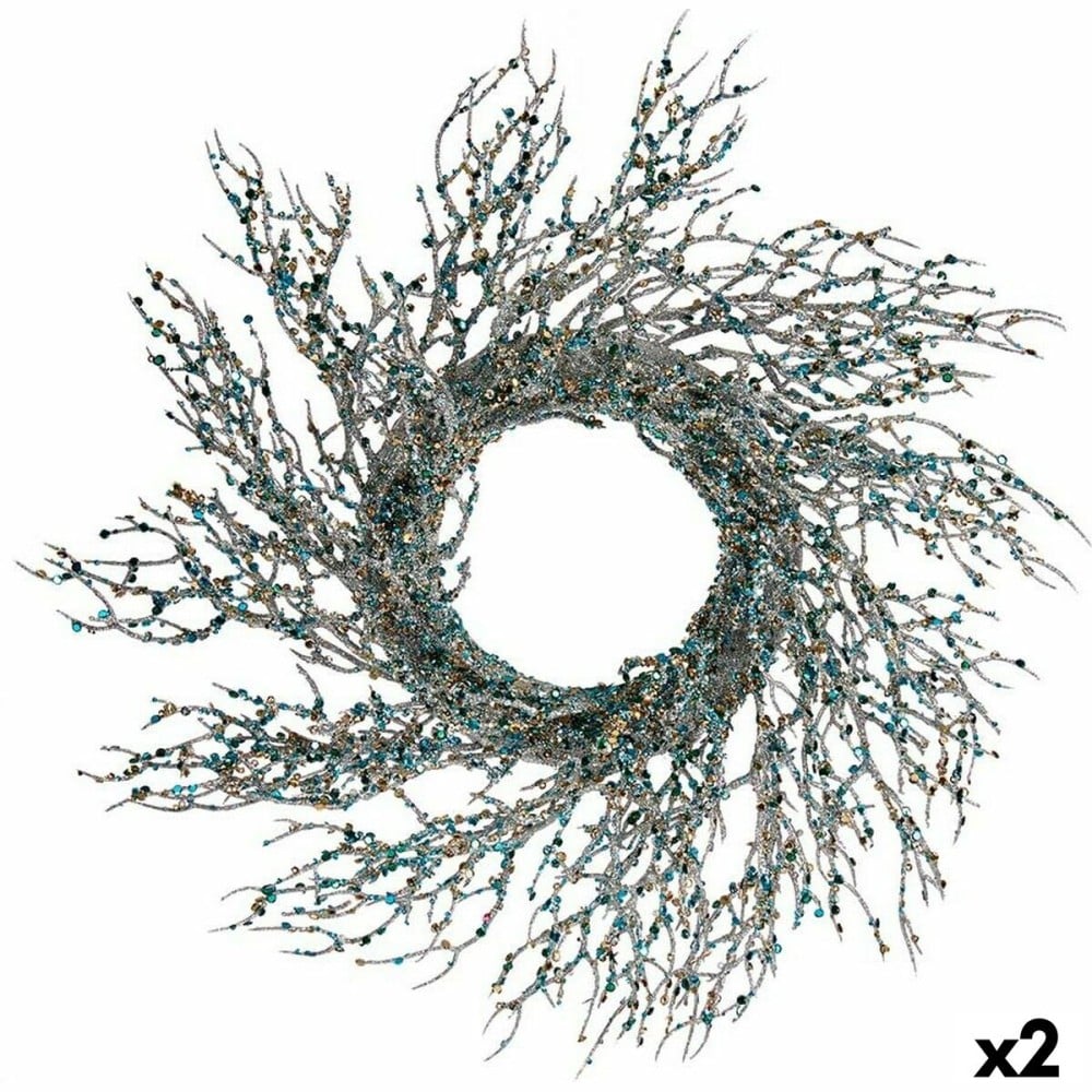 Weihnachtskranz Krist+ 3300/16-DB9-6 3300/16-DB9-6 Blau Gold Kunststoff Zweig 50 x 10 x 50 cm (2 Stück)