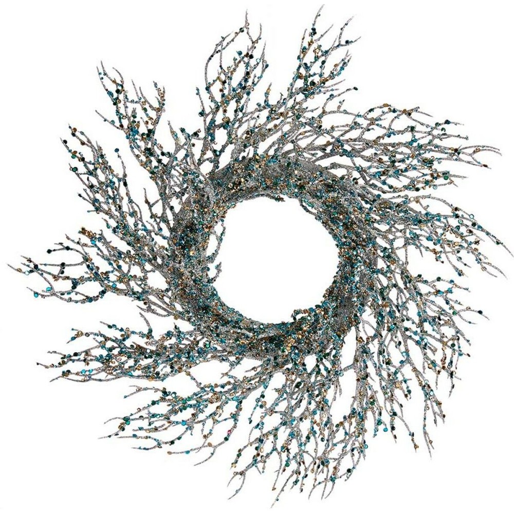 Weihnachtskranz Krist+ 3300/16-DB9-6 3300/16-DB9-6 Blau Gold Kunststoff Zweig 50 x 10 x 50 cm (2 Stück)
