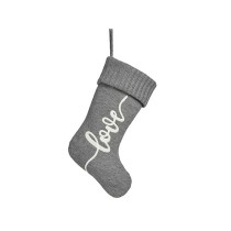 Weihnachtsschmuck Krist+ FG09-PX21418B Love Weiß Grau Stoff Weihnachtsstrumpf 28 x 4 x 46 cm (12 Stück)