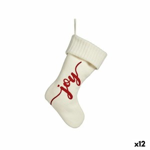 Weihnachtsschmuck Krist+ FG09-PX21418C Joy Weiß Rot Stoff Weihnachtsstrumpf 28 x 4 x 46 cm (12 Stück)