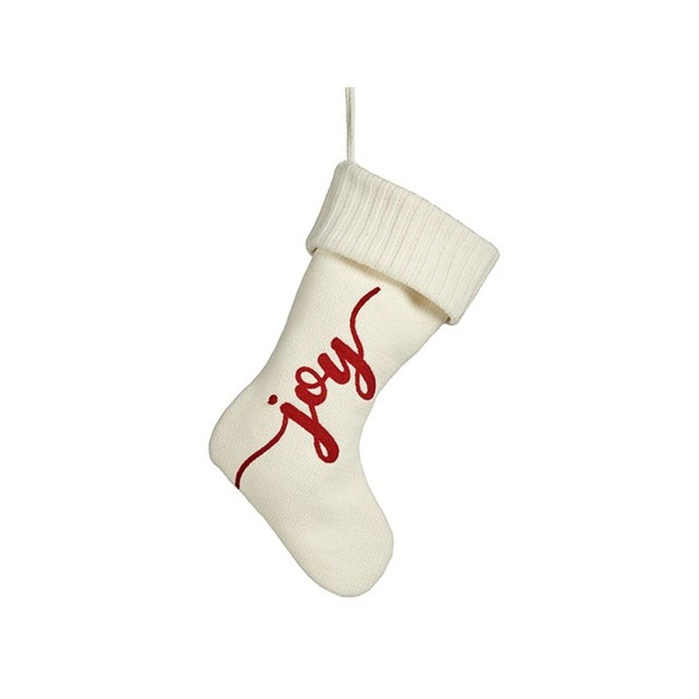 Weihnachtsschmuck Krist+ FG09-PX21418C Joy Weiß Rot Stoff Weihnachtsstrumpf 28 x 4 x 46 cm (12 Stück)