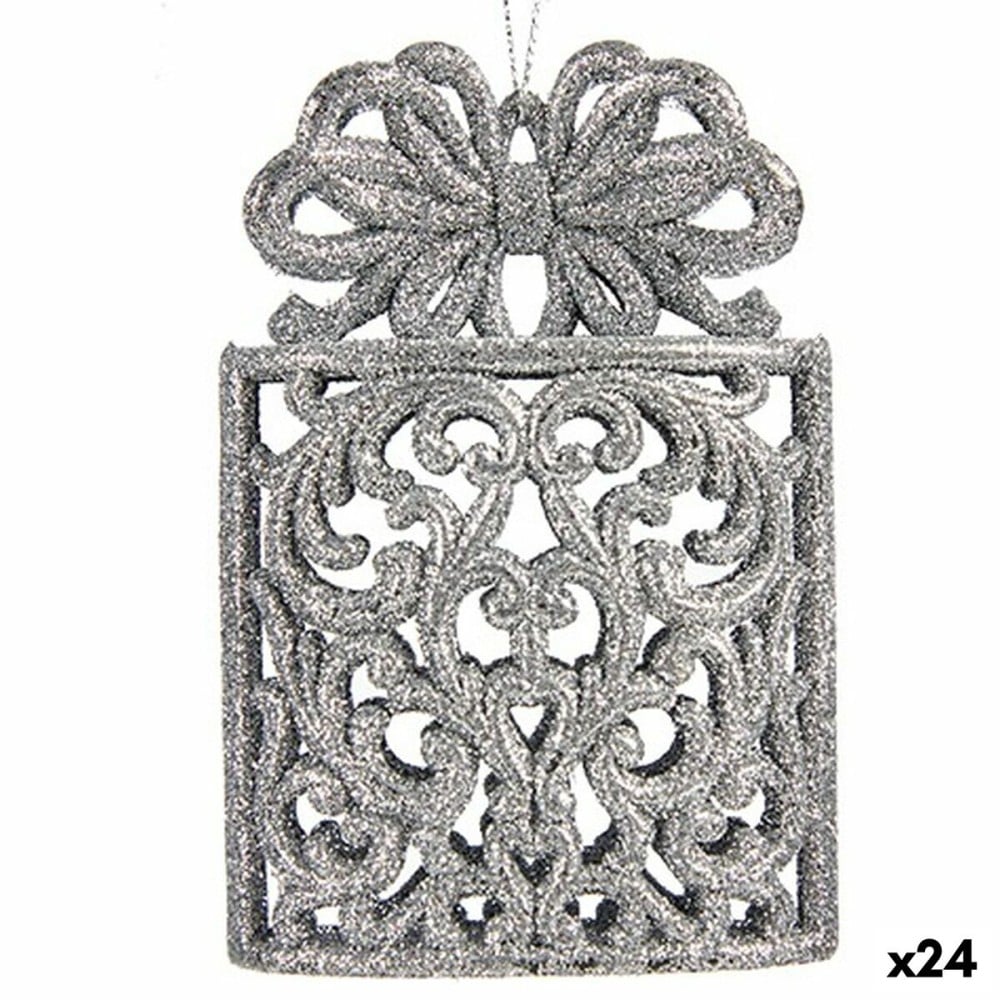 Weihnachtsschmuck Krist+ 91824 91824 Silberfarben Kunststoff Glitzernd Geschenkbox 7,5 x 11,5 x 4 cm (24 Stück)
