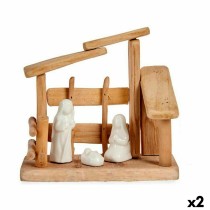 Weihnachtskrippe Krist+ 20A208-18 20A208-18 Weiß natürlich Holz aus Keramik 18 x 17 x 8 cm (2 Stück)