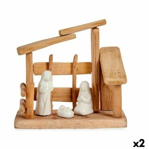 Weihnachtskrippe Krist+ 20A208-18 20A208-18 Weiß natürlich Holz aus Keramik 18 x 17 x 8 cm (2 Stück)
