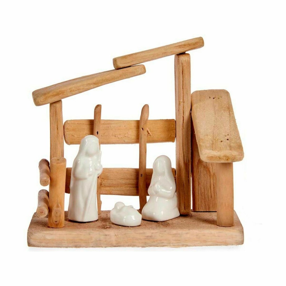 Weihnachtskrippe Krist+ 20A208-18 20A208-18 Weiß natürlich Holz aus Keramik 18 x 17 x 8 cm (2 Stück)