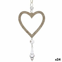 Weihnachtsschmuck Krist+ 91790 91790 Champagne Kunststoff Glitzernd Herz 9 x 16 x 2 cm (24 Stück)