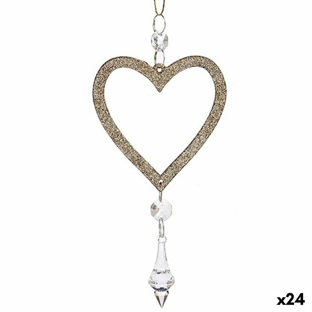 Weihnachtsschmuck Krist+ 91790 91790 Champagne Kunststoff Glitzernd Herz 9 x 16 x 2 cm (24 Stück)