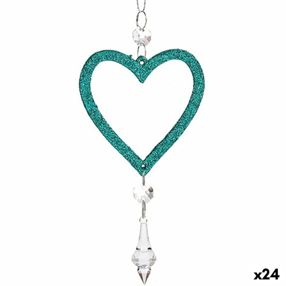 Weihnachtsschmuck Krist+ 91792 91792 grün Kunststoff Glitzernd Herz 9 x 16 x 2 cm (24 Stück)