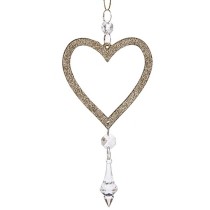 Christmas bauble Krist+ 91790 91790 Champagne Plastic Glitter Heart 9 x 16 x 2 cm (24 Units)