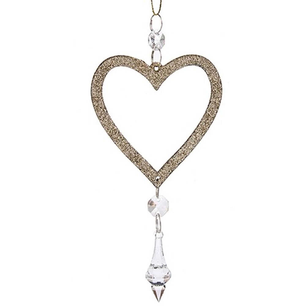 Weihnachtsschmuck Krist+ 91790 91790 Champagne Kunststoff Glitzernd Herz 9 x 16 x 2 cm (24 Stück)