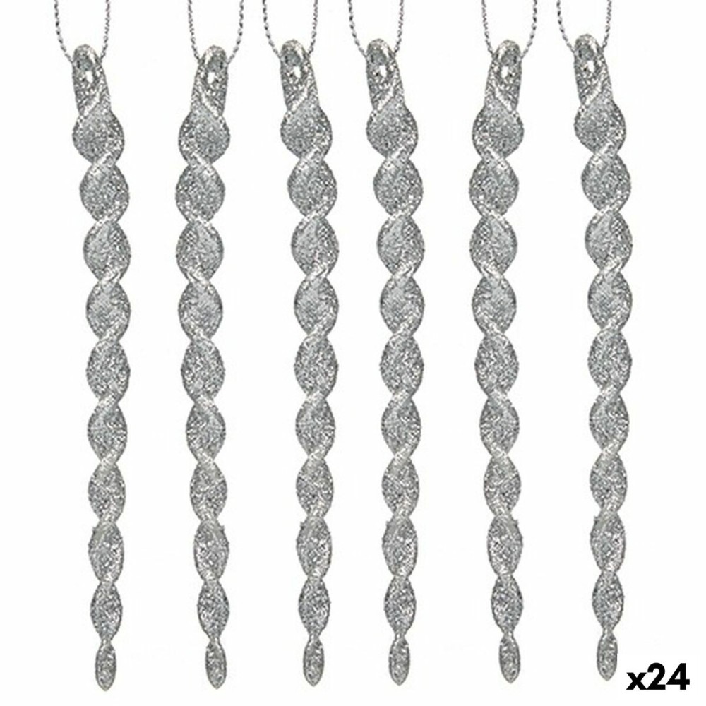 Weihnachtsschmuck Krist+ 91737 91737 Silberfarben Kunststoff Glitzernd 13,5 x 1 x 5,5 cm 10,5 x 21 x 1 cm (24 Stück)