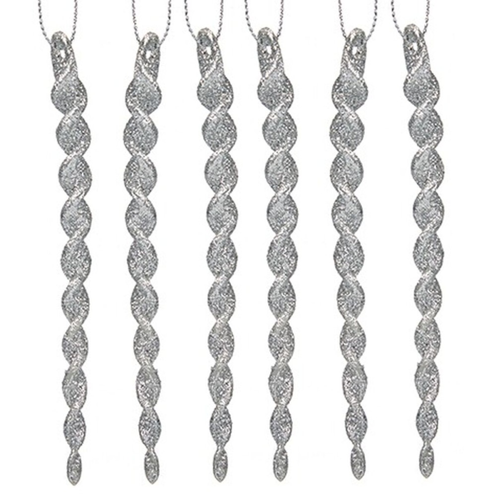Weihnachtsschmuck Krist+ 91737 91737 Silberfarben Kunststoff Glitzernd 13,5 x 1 x 5,5 cm 10,5 x 21 x 1 cm (24 Stück)
