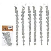 Weihnachtsschmuck Krist+ 91737 91737 Silberfarben Kunststoff Glitzernd 13,5 x 1 x 5,5 cm 10,5 x 21 x 1 cm (24 Stück)