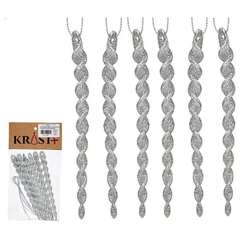 Weihnachtsschmuck Krist+ 91737 91737 Silberfarben Kunststoff Glitzernd 13,5 x 1 x 5,5 cm 10,5 x 21 x 1 cm (24 Stück)