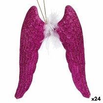 Weihnachtsschmuck Krist+ 91763 91763 Pink Kunststoff Glitzernd Engelsflügel 12,5 x 15 x 2,5 cm (24 Stück)