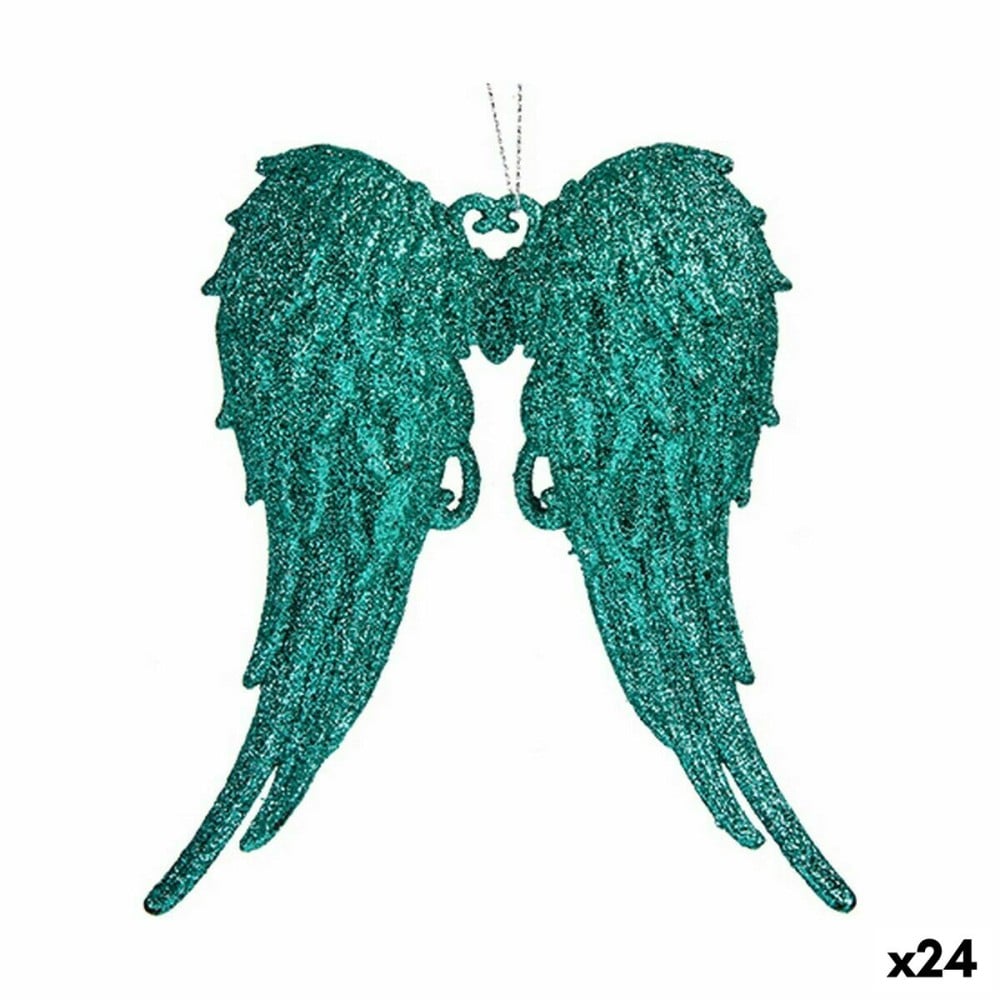 Décorations de Noël Krist+ GEL-2020012002MG GEL-2020012002MG Vert Plastique Paillettes Ailes d'ange 13 x 14,5 x 2,5 cm (24 Unité