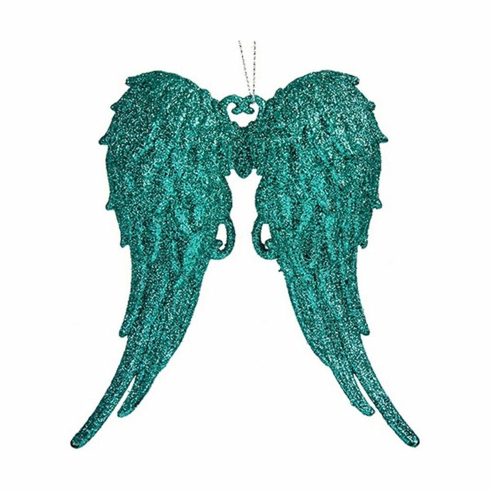 Christmas bauble Krist+ GEL-2020012002MG GEL-2020012002MG Green Plastic Glitter Angel Wings 13 x 14,5 x 2,5 cm (24 Units)