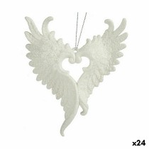 Décorations de Noël Krist+ 91723 91723 Blanc Plastique Paillettes Ailes d'ange 12 x 13 x 2,5 cm (24 Unités)