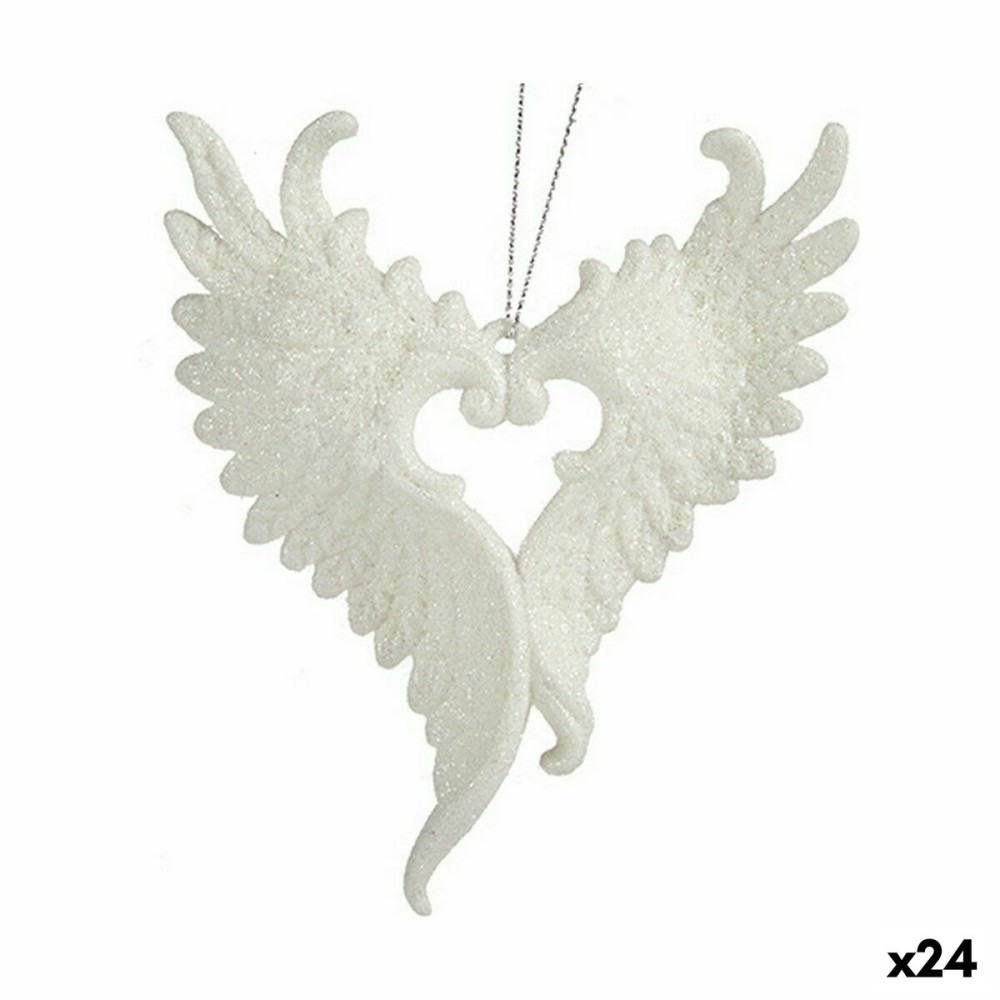 Weihnachtsschmuck Krist+ 91723 91723 Weiß Kunststoff Glitzernd Engelsflügel 12 x 13 x 2,5 cm (24 Stück)