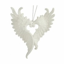 Décorations de Noël Krist+ 91723 91723 Blanc Plastique Paillettes Ailes d'ange 12 x 13 x 2,5 cm (24 Unités)