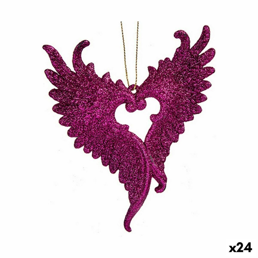 Weihnachtsschmuck Krist+ 91727 91727 Pink Kunststoff Glitzernd Engelsflügel 12 x 13 x 2,5 cm (24 Stück)