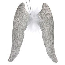 Décorations de Noël Krist+ 91761 91761 Argenté Plastique Paillettes Ailes d'ange 12,5 x 15 x 2,5 cm (24 Unités)