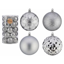 Weihnachtskugeln-Set Krist+ 91228 91228 Silberfarben PVC Ø 8 cm (4 Stück)