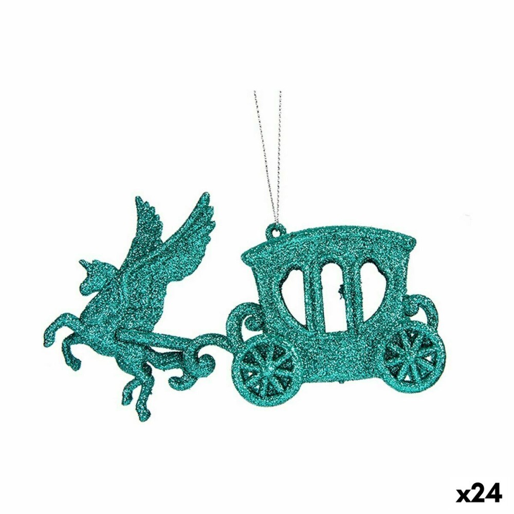 Weihnachtsschmuck Krist+ 91756 91756 grün Kunststoff Glitzernd Magic Kutsche 15 x 8,5 x 4,5 cm (24 Stück)