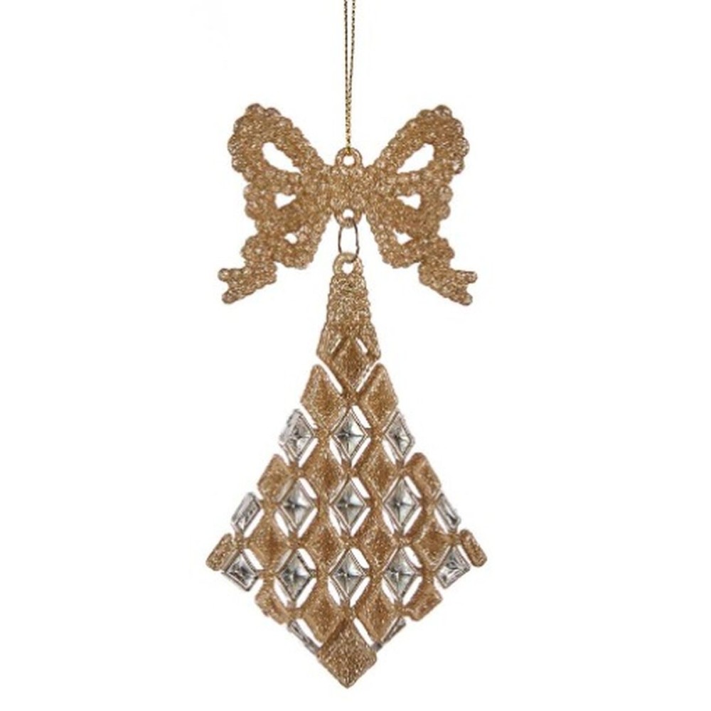 Décorations de Noël Krist+ 91742 91742 Champagne Plastique Paillettes Lien Losanges 7,5 x 1 x 15,5 cm 7,5 x 15,5 x 1 cm (24 Unit