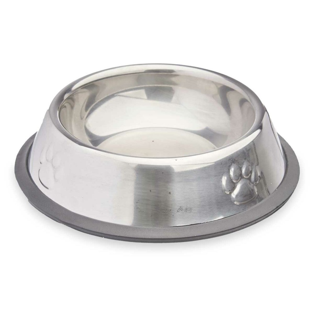 Futternapf für Hunde Mascow 312 312 Grau Silberfarben Gummi Metall 15 x 4 x 15 cm 16 x 3,5 x 16 cm (24 Stück)
