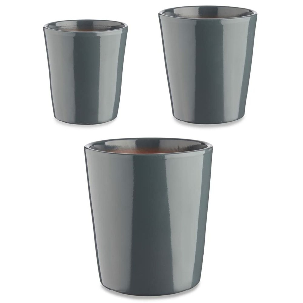 Blumentopfset Ibergarden CONICO-7011 CONICO-7011 Anthrazit Lehm Cónica Ø 14 cm Ø 22 cm Ø 17 cm 22,5 x 21 x 22,5 cm 3 Stücke