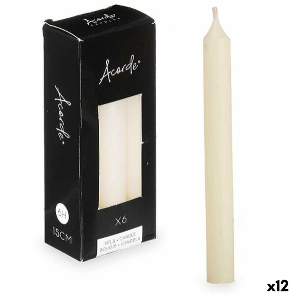 Kerzen-Set Acorde 123-B-AR 123-B-AR Creme 2 x 2 x 15 cm 6 x 15 x 4 cm (12 Stück)