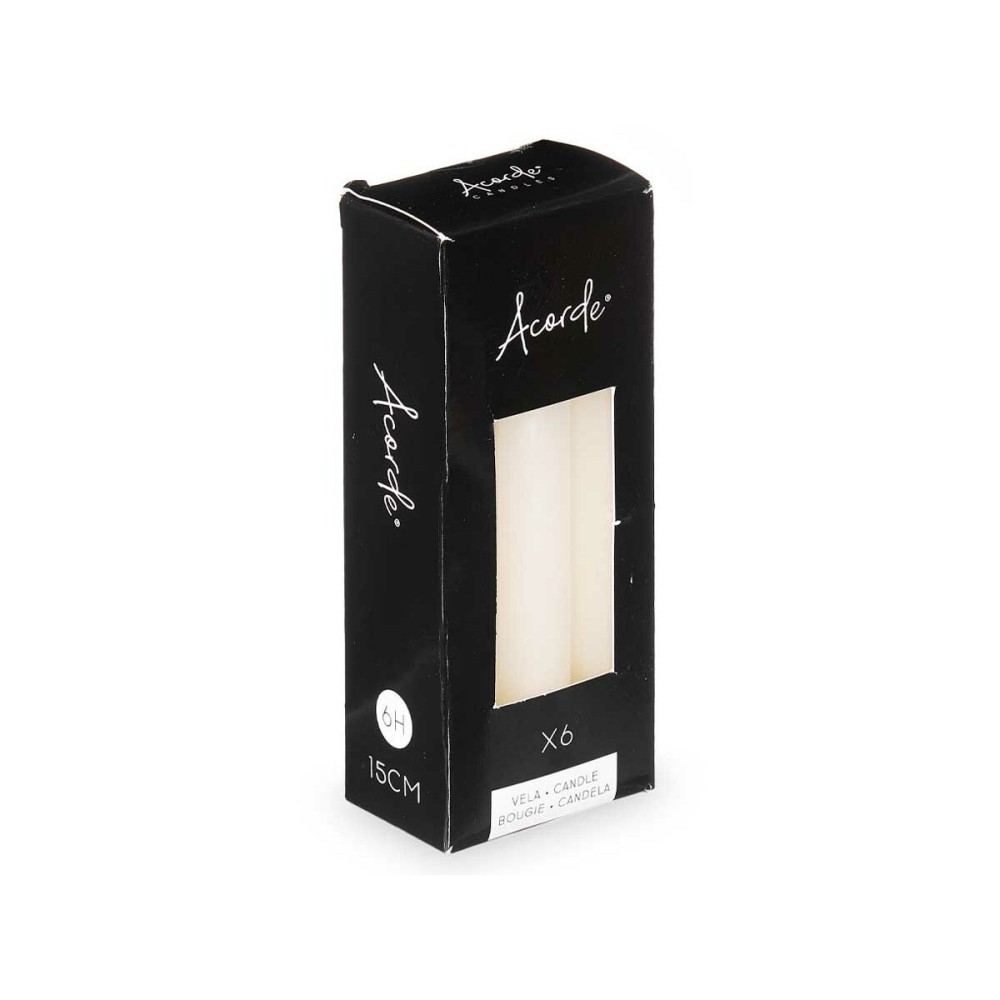 Candle Set Acorde 123-B-AR 123-B-AR Cream 2 x 2 x 15 cm 6 x 15 x 4 cm (12 Units)