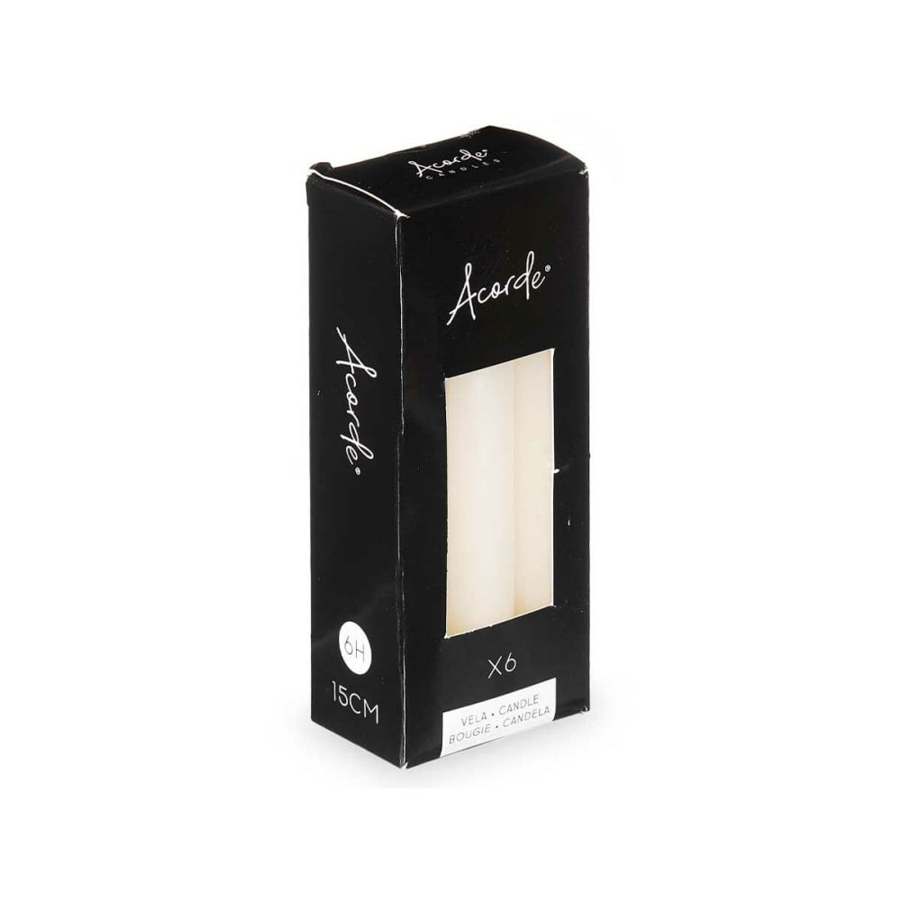 Ensemble de Bougies Acorde 123-B-AR 123-B-AR Crème 2 x 2 x 15 cm 6 x 15 x 4 cm (12 Unités)