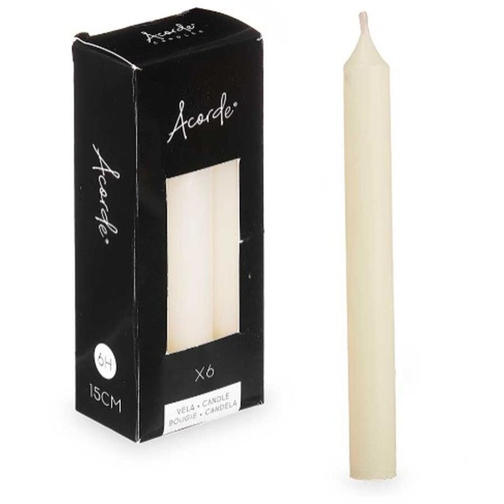 Kerzen-Set Acorde 123-B-AR 123-B-AR Creme 2 x 2 x 15 cm 6 x 15 x 4 cm (12 Stück)