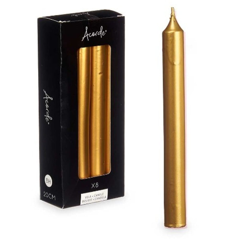 Kerzen-Set Acorde 126-D-AR 126-D-AR Gold 2 x 2 x 20 cm 8,5 x 21 x 4,5 cm (12 Stück)