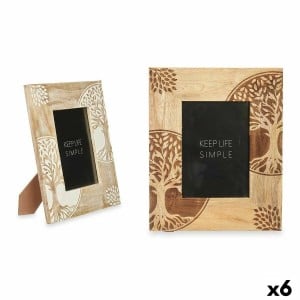 Photo frame Gift Decor 23 23 White Brown Mango wood Tree of Life (6 Units)