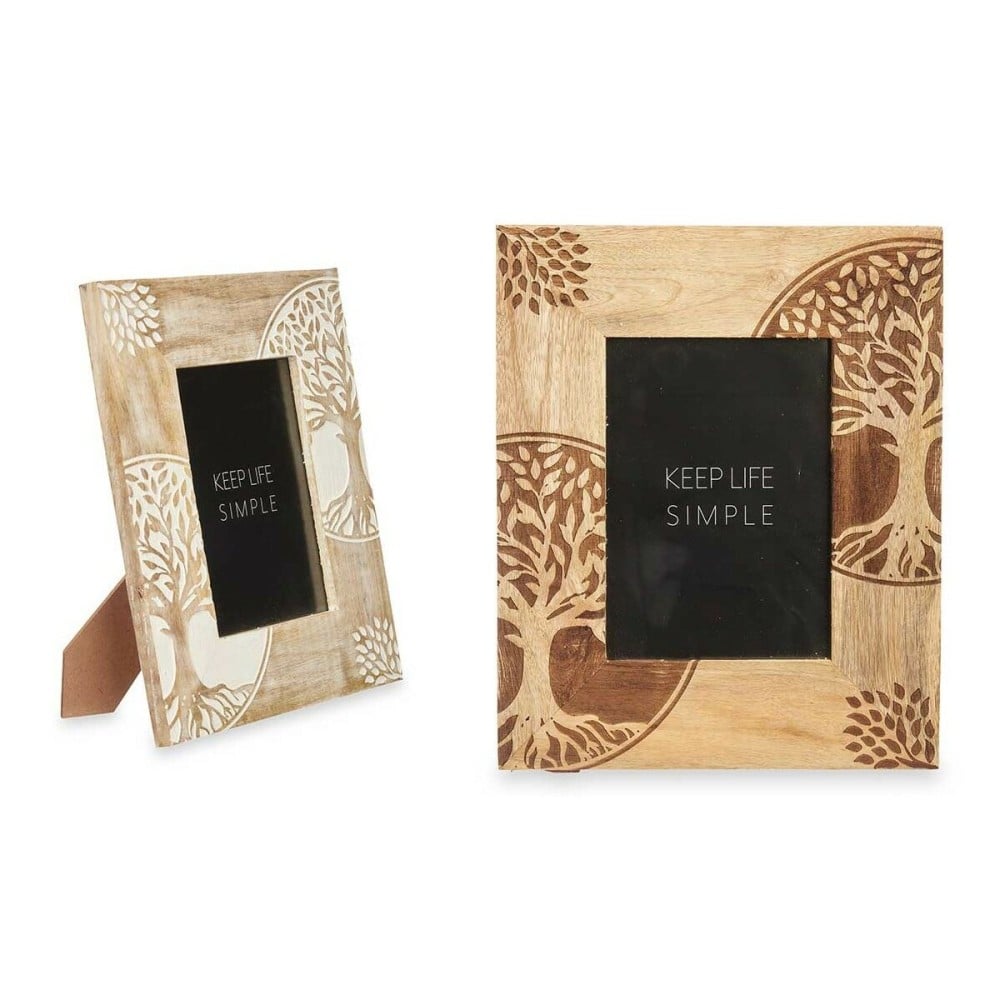 Photo frame Gift Decor 23 23 White Brown Mango wood Tree of Life (6 Units)