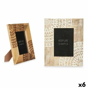 Cadre photo Gift Decor 22 22 Blanc Marron Bois de manguier Mandala 22,3 x 28 x 1,5 cm (6 Unités)